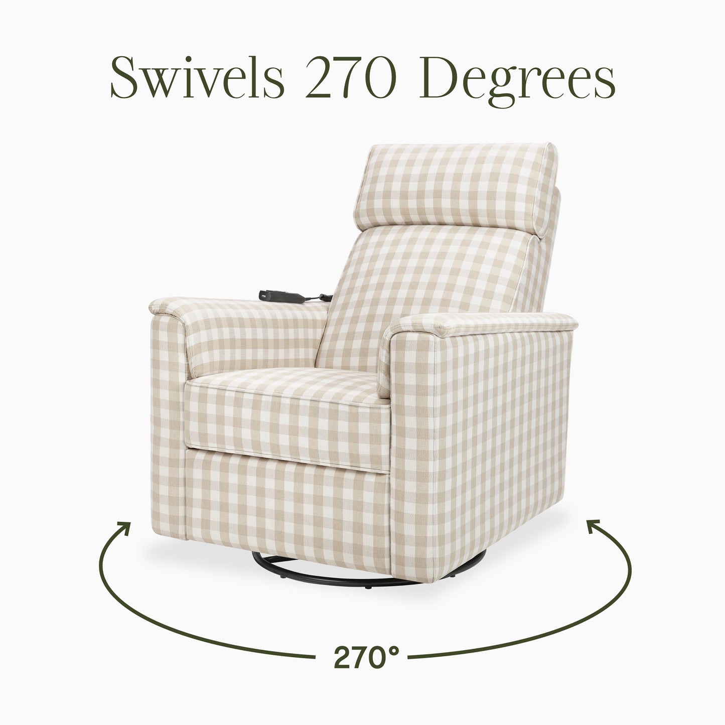 M17183TGH,Willa Deluxe Power Glider Recliner w/Heat&Massage in Tan Gingham