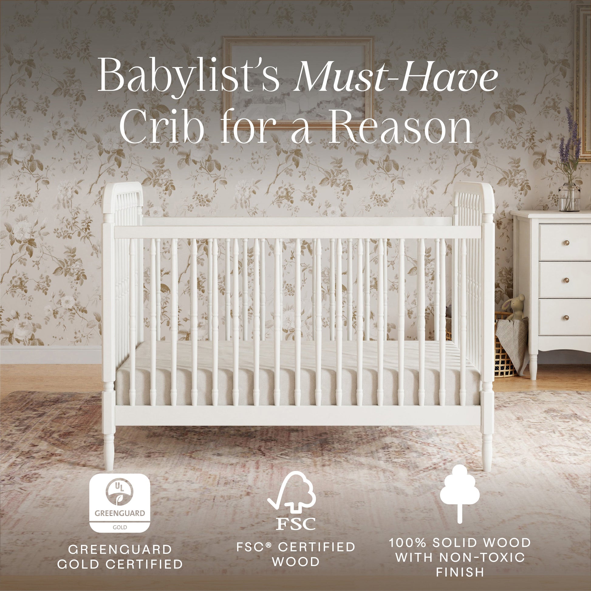 M7101RW,Liberty 3-in-1 Convertible Spindle Crib w/Toddler Bed Conversion Kit in Warm White