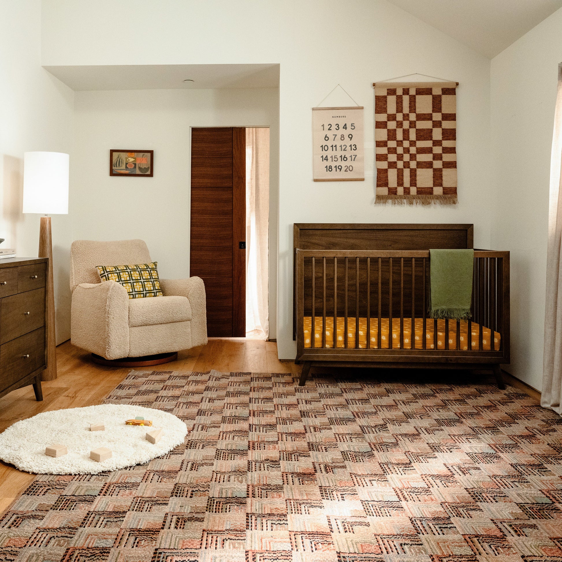 M15901NL,Palma Mid-Century 4-in-1 Convertible Crib w/Toddler Bed Conversion in Natural Walnut