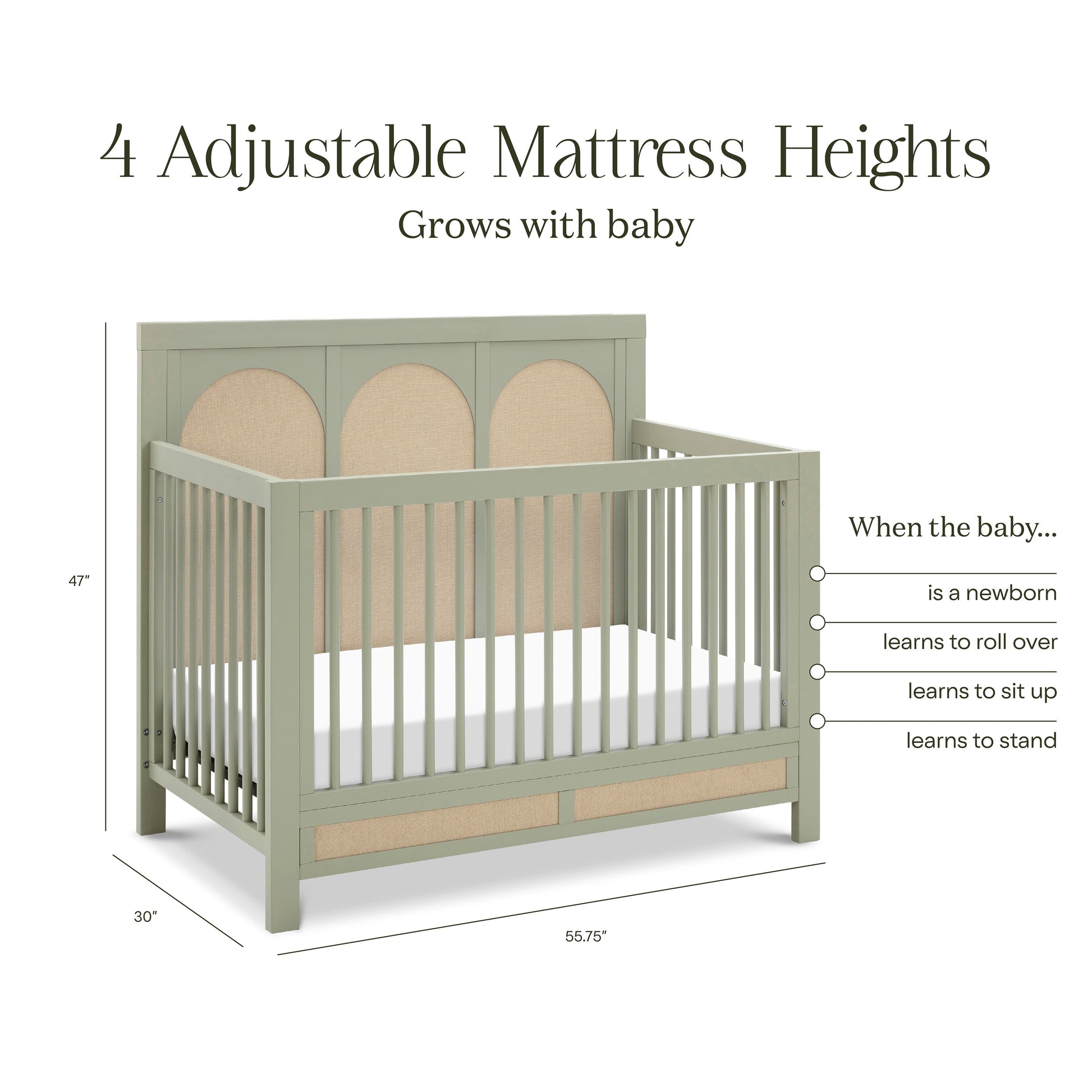 M24801FSPSEW,Eloise 4-in-1 Convertible Crib in French Sage and Performance Sand Eco-Weave