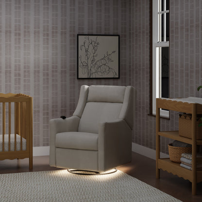 M11283PCMEW,Kiwi Deluxe Power Glider Recliner w/Heat&Massage in Performance Cream Eco-Weave