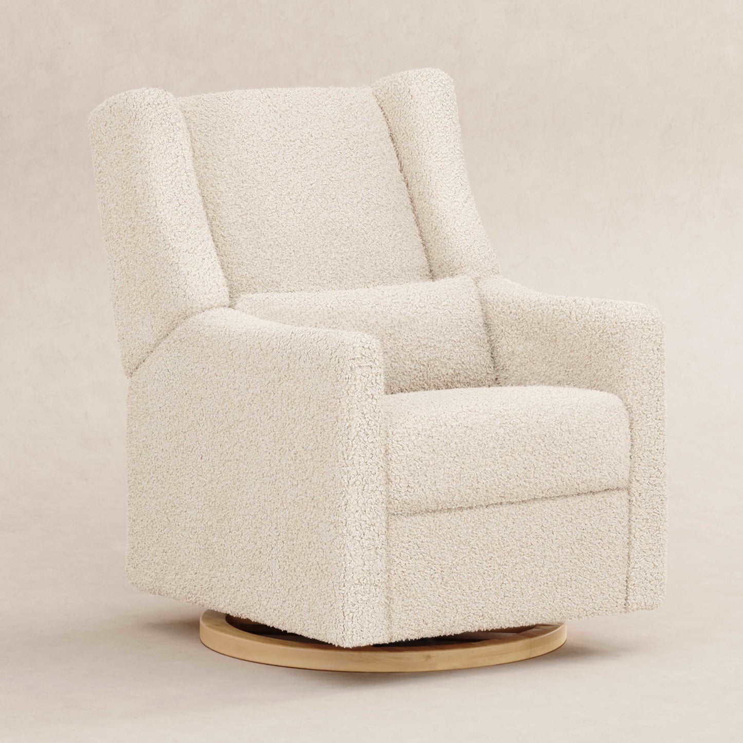 M11288ATLB,Kiwi Glider Recliner w/ Electronic Control and USB in Almond Teddy Loop w/ Light Wood Base