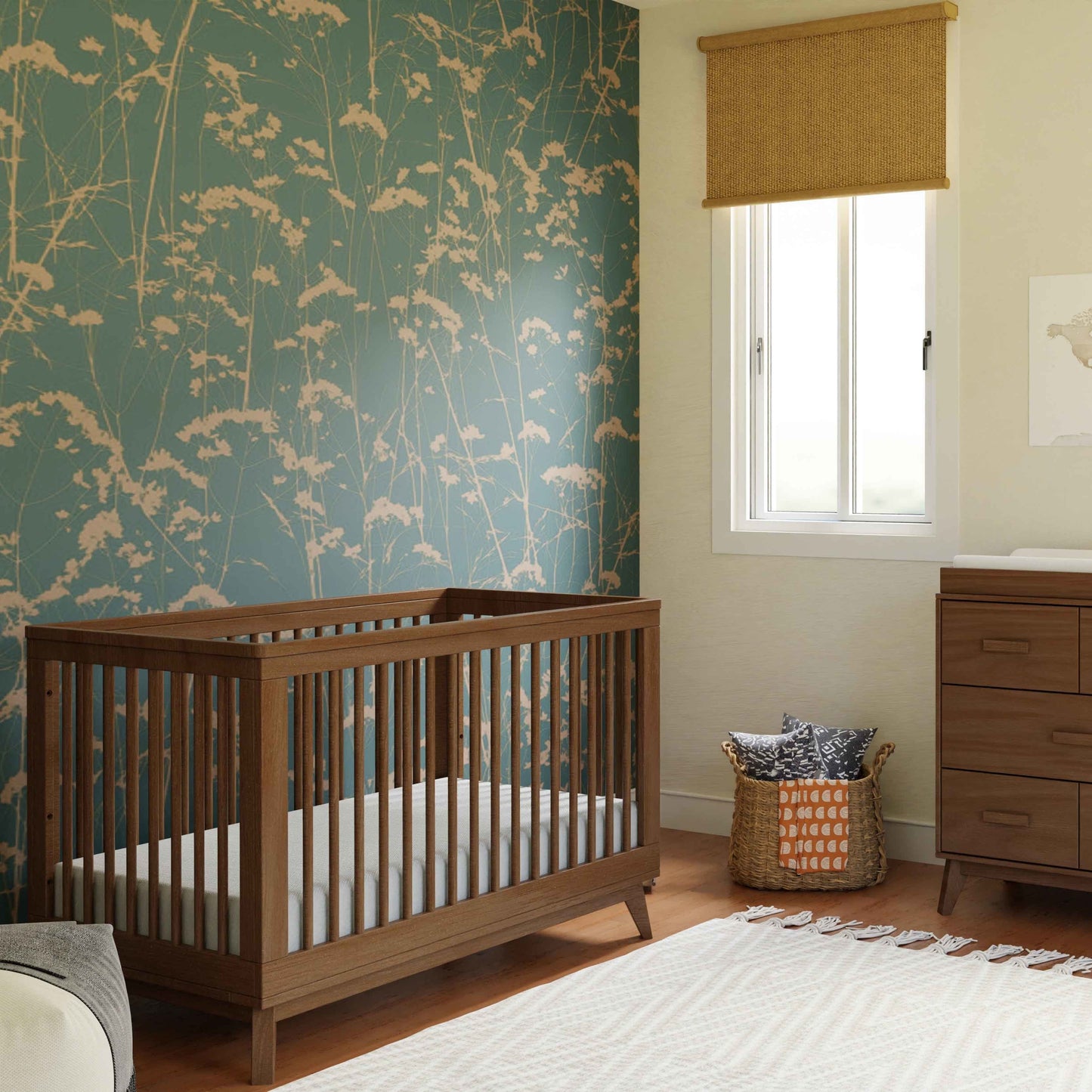 M5801NL,Scoot 3-in-1 Convertible Crib w/Toddler Bed Conversion Kit in Natural Walnut