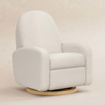 M23188WBLB,Nami Glider Recliner w/ Electronic Control and USB in Ivory Boucle w/Light Wood Base