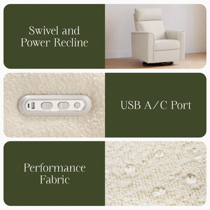 M17186PWB,Willa Plus Power Glider Recliner w/ Power Headrest in Performance Ivory Boucle