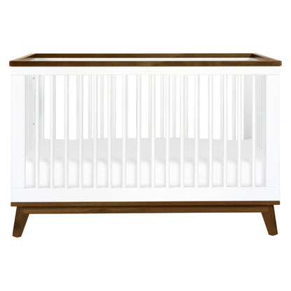 M5801WNL,Scoot 3-in-1 Convertible Crib w/ToddlerBed Conversion Kit in White/NaturalWalnut