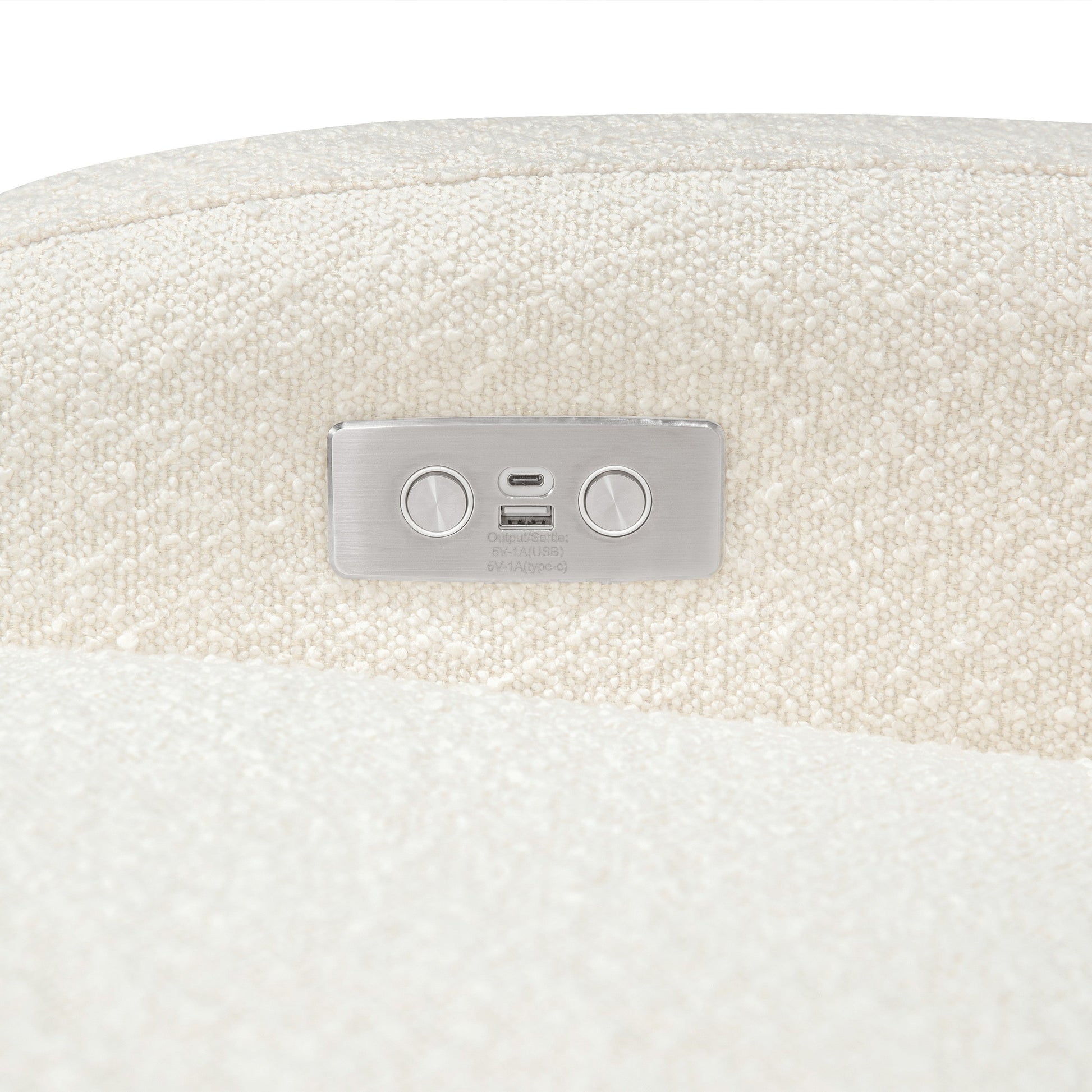 M23188WBLB,Nami Glider Recliner w/ Electronic Control and USB in Ivory Boucle w/Light Wood Base