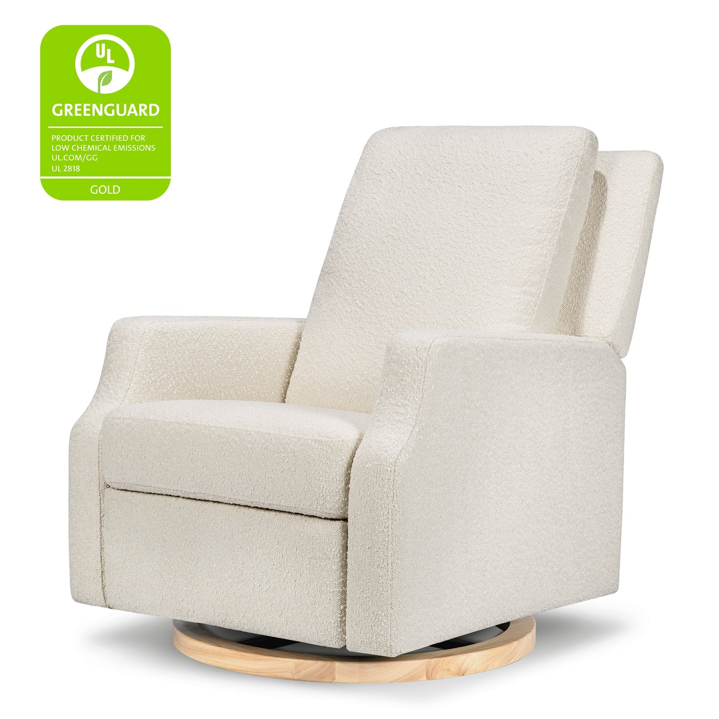 M22287WBLB,Crewe Recliner and Swivel Glider in Ivory Boucle w/Light Wood Base